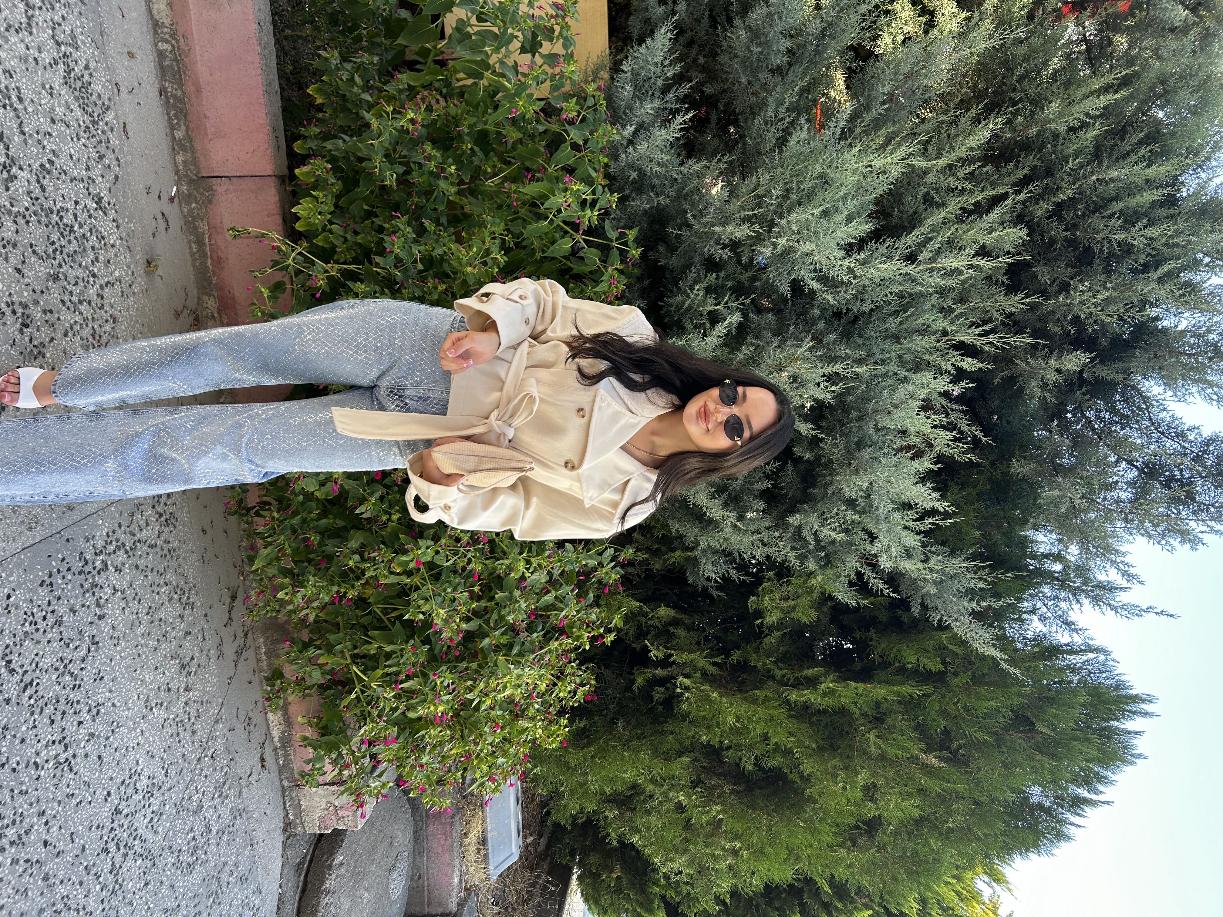 Kısa Denim Trençkot