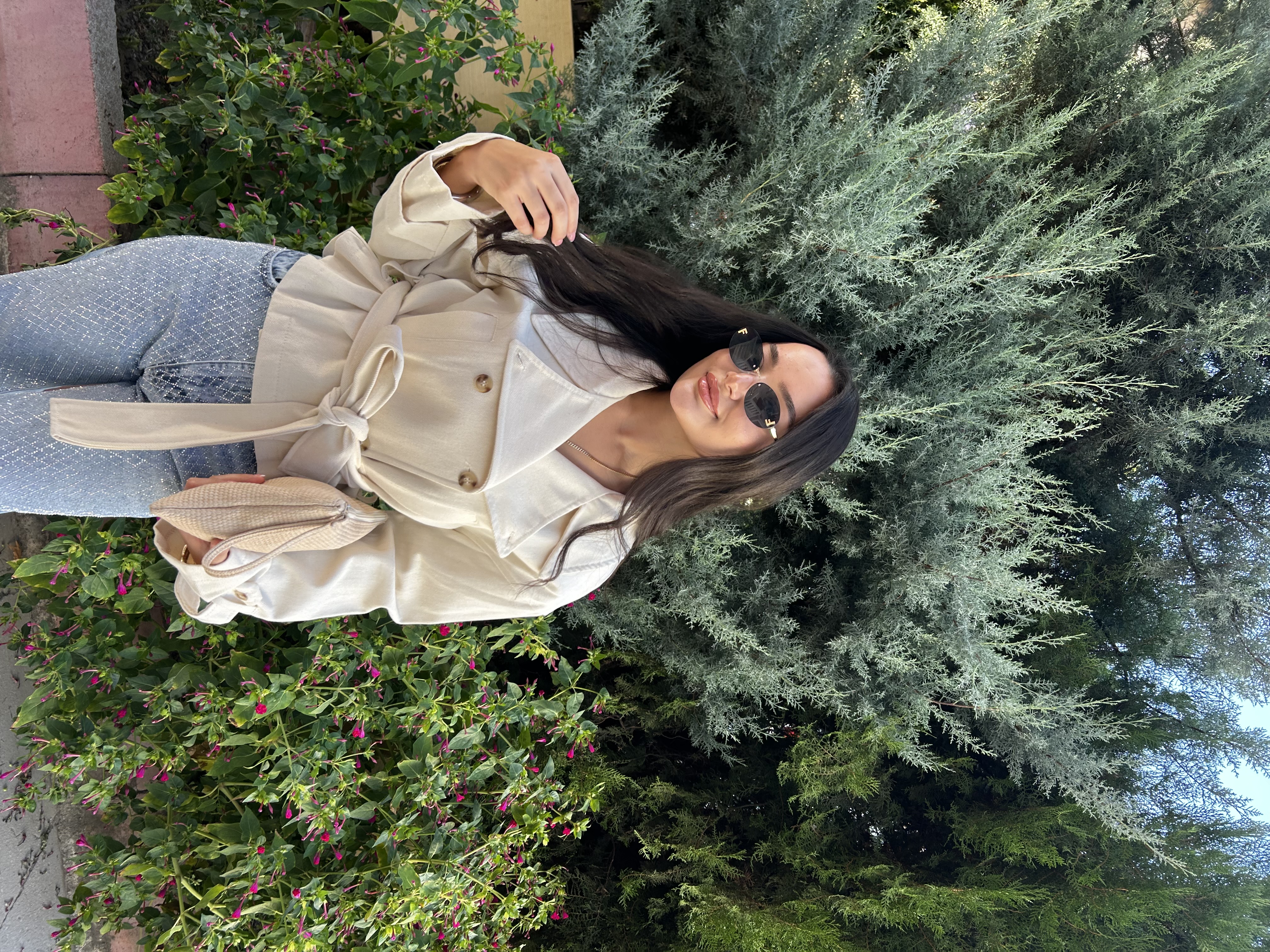 Kısa Denim Trençkot